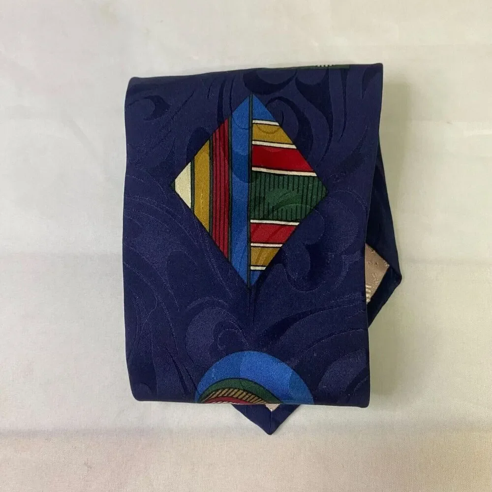 #6611 Albert Nipon Multicolored Abstract Pattern Mens Necktie. Tie